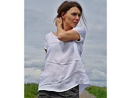Lněná letní halenka s krajkou (Le-Mi)
