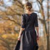 Šaty Charlotte boho antracit s výšivkou II (Le Mi)