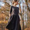 Šaty Charlotte boho antracit s výšivkou III (Le Mi)